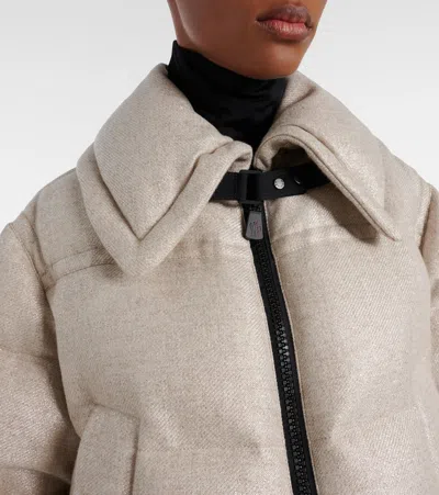 Moncler Sandane Wool-blend Down Jacket In Neutral