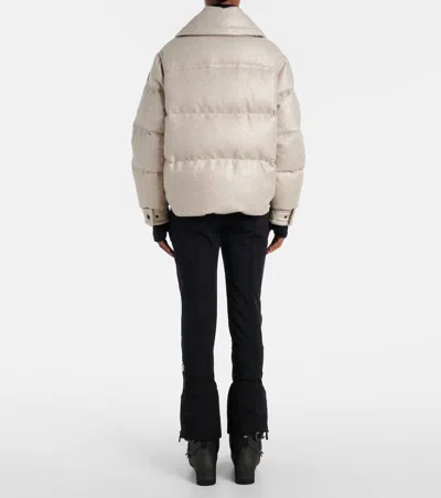Moncler Sandane Wool-blend Down Jacket In Neutral