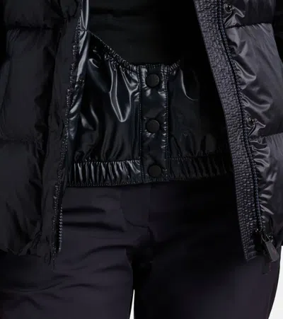 Moncler Puffer Jacket With Belted Waist And High Collar In Black