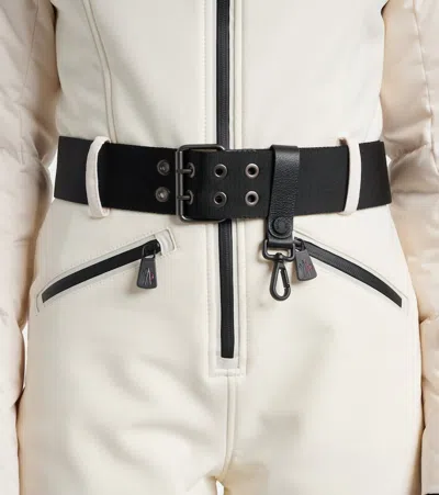 Moncler Tailored Suit With Belted Waist And Quilted Sleeves In White