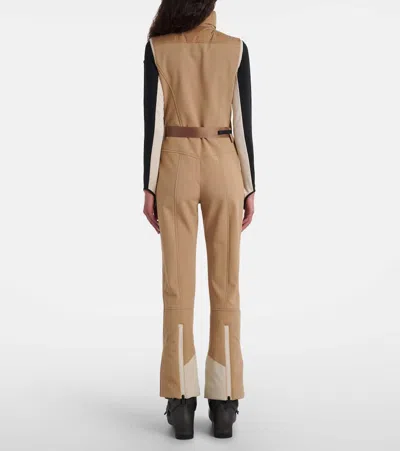 Moncler Belted Panelled Ski Suit In Neutral