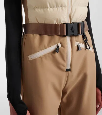 Moncler Belted Panelled Ski Suit In Neutral