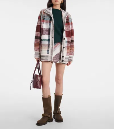 Missoni Oversized Buttoned Cardigan With Check Pattern In White