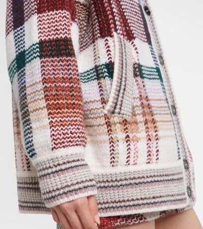 Missoni Oversized Buttoned Cardigan With Check Pattern In White