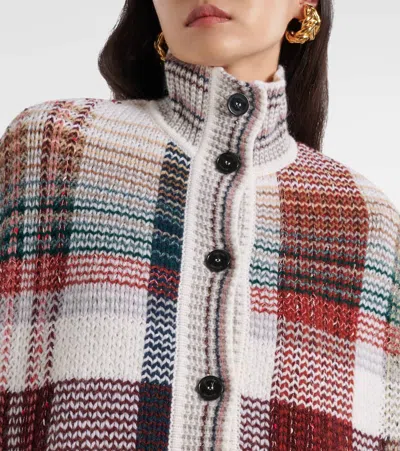 Missoni Oversized Buttoned Cardigan With Check Pattern In White