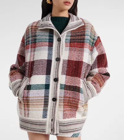 Missoni Oversized Buttoned Cardigan With Check Pattern In White