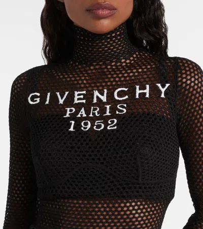 Givenchy Mesh Turtleneck Bodysuit In Black