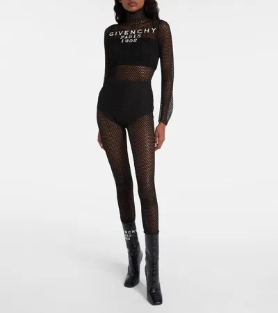Givenchy Mesh Turtleneck Bodysuit In Black