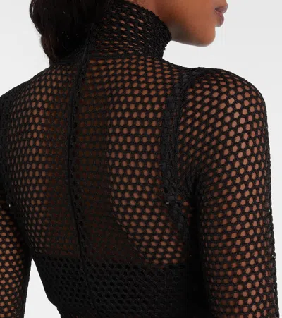Givenchy Mesh Turtleneck Bodysuit In Black