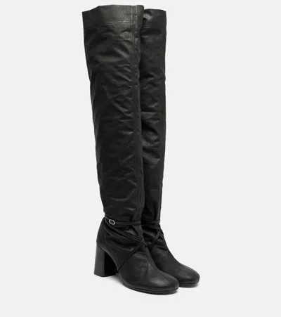 Lemaire 80 Anatomic Over-the-knee Leather Boots In Black