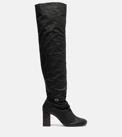 Lemaire 80 Anatomic Over-the-knee Leather Boots In Black