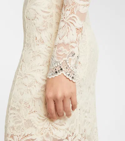 Rabanne Womens Off-the-shoulder Long-sleeve Lace Maxi Dress Ivory In White