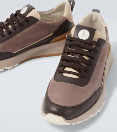 Brunello Cucinelli Leather-suede Runner 2.0 Sneakers In Brown