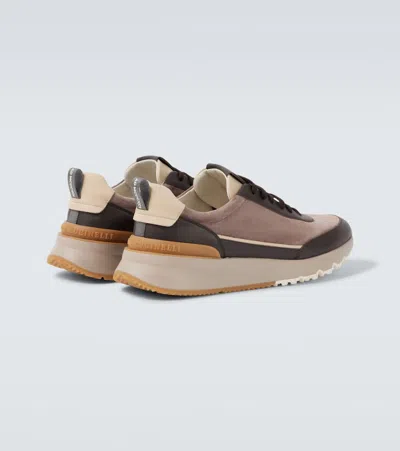 Brunello Cucinelli Leather-suede Runner 2.0 Sneakers In Brown
