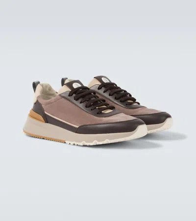 Brunello Cucinelli Leather-suede Runner 2.0 Sneakers In Brown