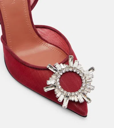 Amina Muaddi 95mm Begum Crystal-embellished Heeled Sandals In Burgundy