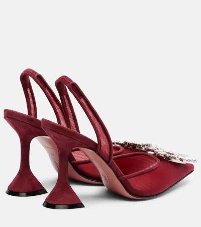 Amina Muaddi 95mm Begum Crystal-embellished Heeled Sandals In Burgundy