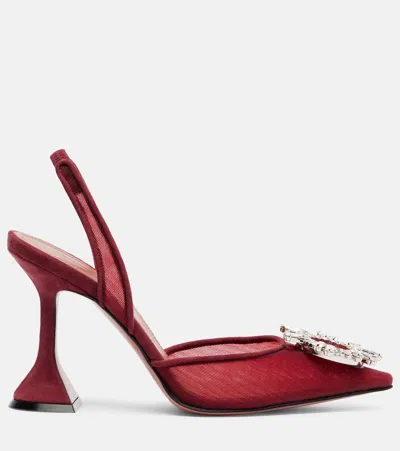 Amina Muaddi 95mm Begum Crystal-embellished Heeled Sandals In Burgundy