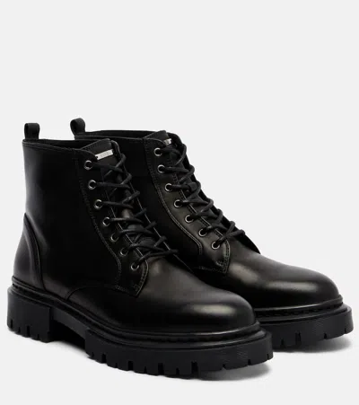 Staud Henry Leather Combat Boots In Black