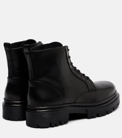 Staud Henry Leather Combat Boots In Black