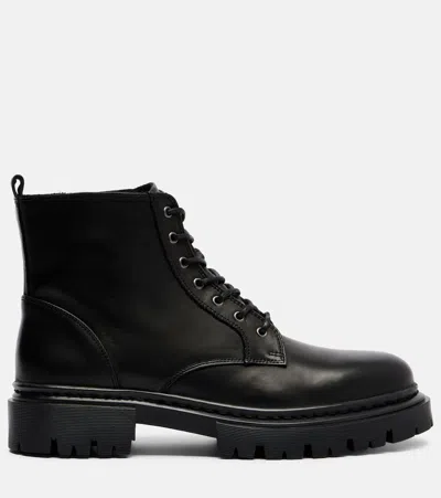 Staud Henry Leather Combat Boots In Black