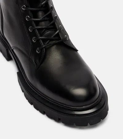 Staud Henry Leather Combat Boots In Black