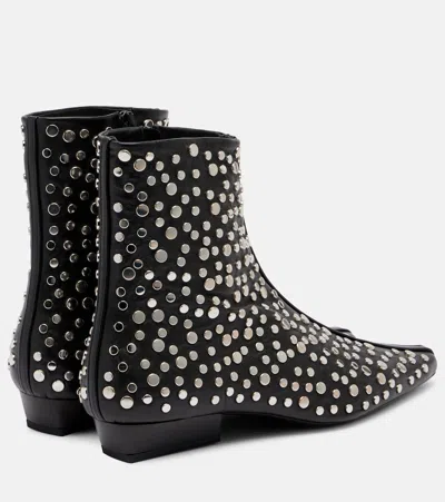 Staud Wally Studded Leather Ankle Boots In Black