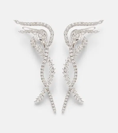 Yeprem Y-couture 18kt White Gold Drop Earrings With Diamonds In Silver