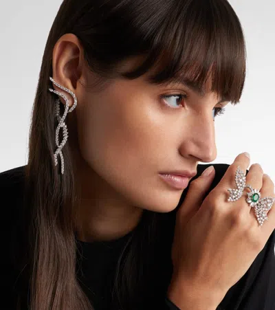 Yeprem Y-couture 18kt White Gold Drop Earrings With Diamonds In Silver