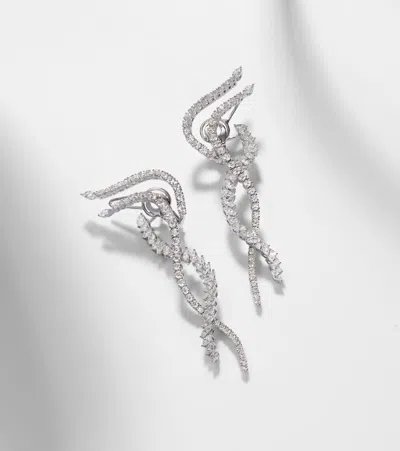 Yeprem Y-couture 18kt White Gold Drop Earrings With Diamonds In Silver