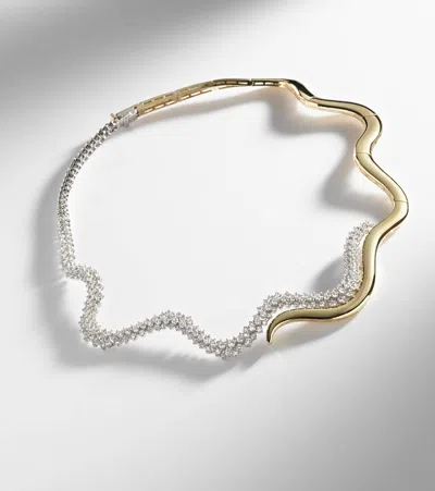 Yeprem Golden Strada 18kt White And Yellow Gold Necklace With Diamonds In Multi