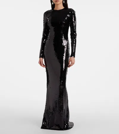 Dolce & Gabbana Sequined Gown In Black