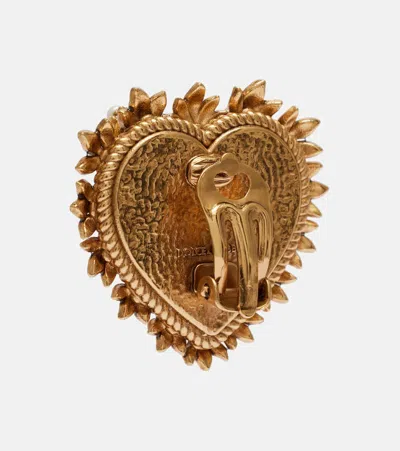 Dolce & Gabbana Devotion Dg Embellished Clip-on Earrings In Gold