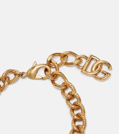 Dolce & Gabbana Devotion Faux Pearl-embellished Bracelet In Gold