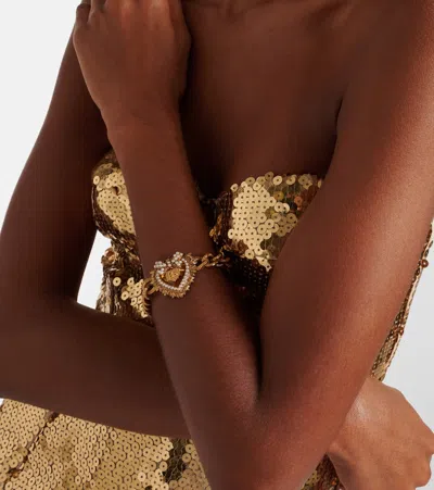Dolce & Gabbana Devotion Faux Pearl-embellished Bracelet In Gold