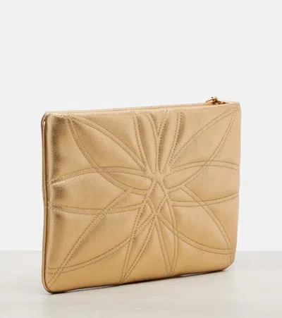 Dolce & Gabbana Devotion Mini Metallic Leather Pouch In Gold