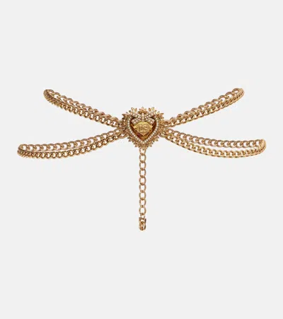 Dolce & Gabbana Dg Faux Pearl-embellished Chain Belt In Gold