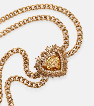 Dolce & Gabbana Dg Faux Pearl-embellished Chain Belt In Gold