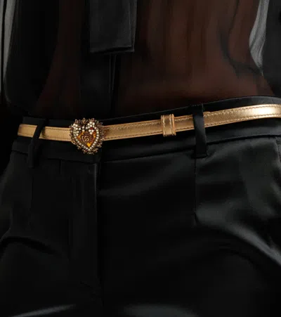 Dolce & Gabbana Devotion Metallic Leather Belt In Gold