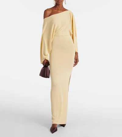 Aya Muse Silk-blend Maxi Dress In Yellow