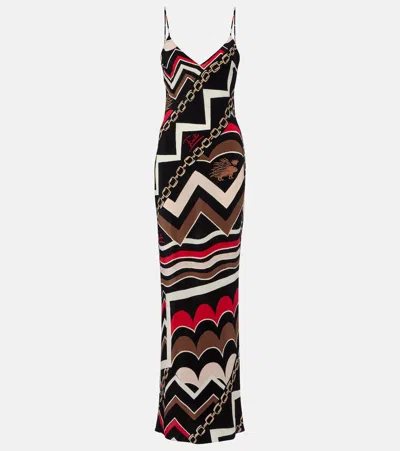 Pucci Istrice Silk Slip Dress In Black