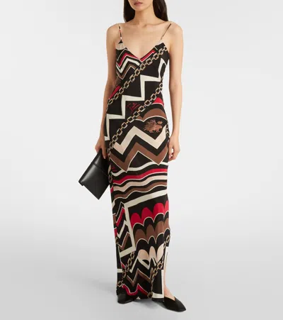Pucci Istrice Silk Slip Dress In Black