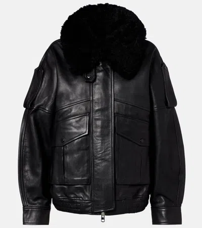 Agolde Avril Oversized Leather Jacket In Black