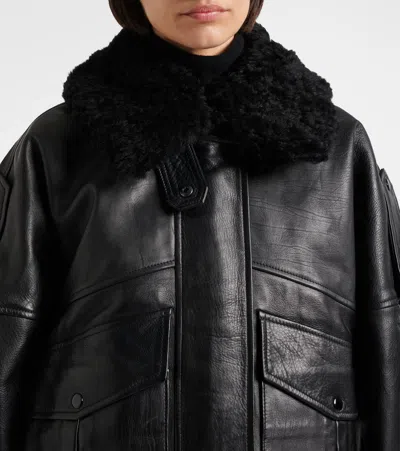 Agolde Avril Oversized Leather Jacket In Black