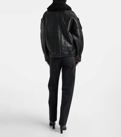 Agolde Avril Oversized Leather Jacket In Black