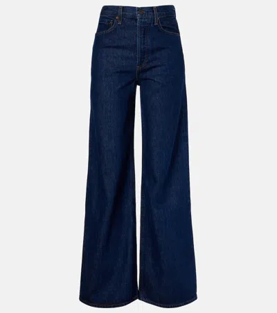 Agolde Dame High-rise Wide-leg Denim Trousers In Blue