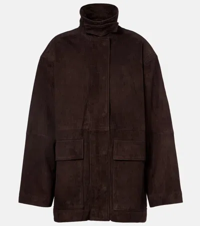 Rotate Birger Christensen Oversized Suede Jacket In Brown