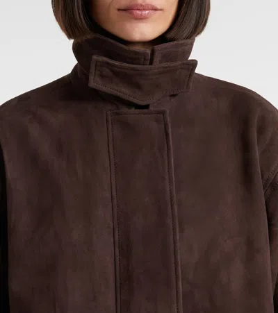 Rotate Birger Christensen Oversized Suede Jacket In Brown