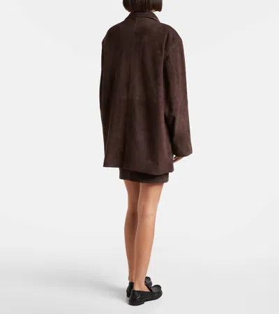 Rotate Birger Christensen Oversized Suede Jacket In Brown