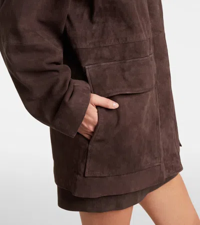 Rotate Birger Christensen Oversized Suede Jacket In Brown